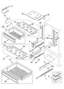 Refrigerator Shelf Parts Diagram and Parts List for KBULT3661A02  Thermador Refrigerator