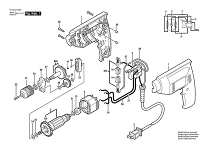 Bosch 6340type1 (F012634000) Diagram and Parts List for 6340 (TYPE 1)(F012634000) Bosch Cordless Drill