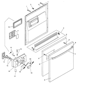 Door Assy Diagram and Parts List for SHU9955UC 12 Bosch Dishwasher