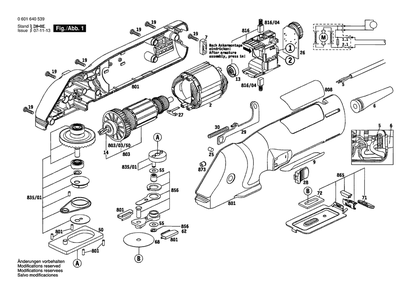 Section 1 Diagram and Parts List for GFS350E 0601640739 Bosch Circular Saw