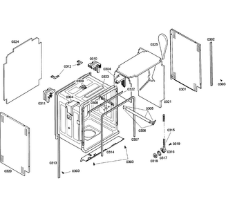 Cabinet Diagram and Parts List for SHX98M09UC 46 Bosch Dishwasher