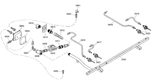 Gas Supply Diagram and Parts List for PRG364EDH02  Thermador Range