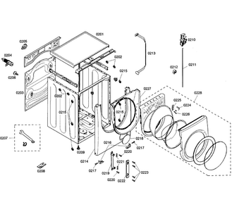Cabinet/door Diagram and Parts List for WFMC2100UC 02 Bosch Washer