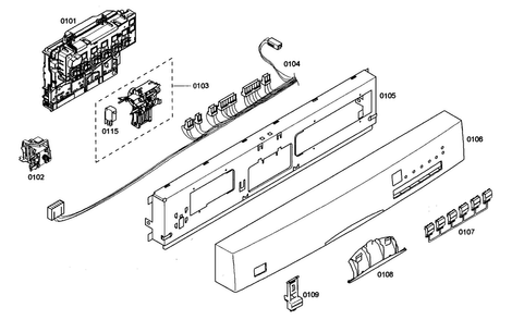 Control Panel Diagram and Parts List for SHE46C05UC 47 Bosch Dishwasher