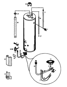 Main Assembly Diagram and Parts List for 153336251  Kenmore Water Heater