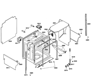 Cabinet Diagram and Parts List for SHE58C02UC 47 Bosch Dishwasher