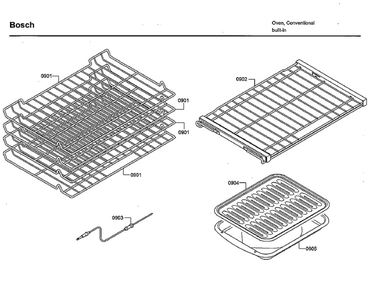 Rack Diagram and Parts List for HBLP651RUC 02 Bosch Wall Oven