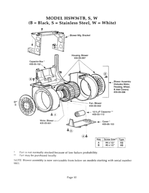 10 - MOTOR Diagram and Parts List for HSW36TW  Bosch Range Hood