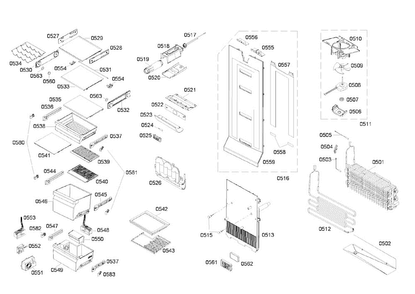 Refrigerator Diagram and Parts List for B22CS80SNS 02 Bosch Refrigerator