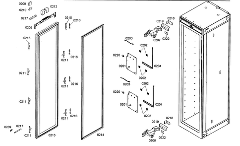 Door Assy Diagram and Parts List for B18IW50NSP 06 Bosch Freezer