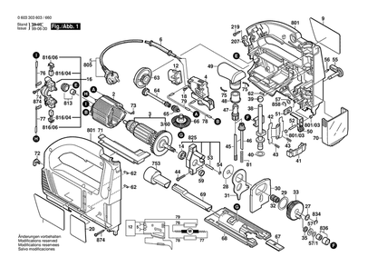 Section 1 Diagram and Parts List for PST700PAE 0603303642 Bosch Jig Saw