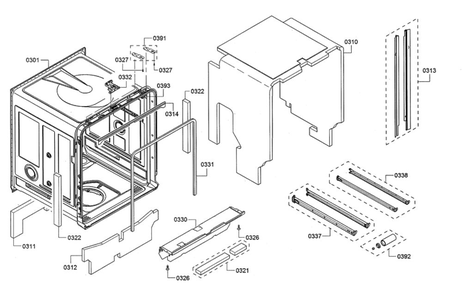 Tub/Trim Diagram and Parts List for SHPM78W52N 10 Bosch Dishwasher