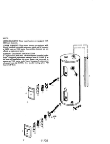 40 Gallon Electric Water Heater Diagram and Parts List for 153316452  Kenmore Water Heater
