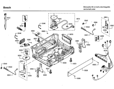 Base Diagram and Parts List for SHXM65W55N 01 Bosch Dishwasher