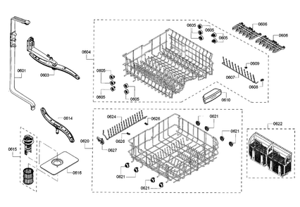 Rack Assy Diagram and Parts List for SHX3AR75UC 19 Bosch Dishwasher