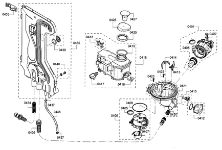 Pump Diagram and Parts List for SHX7PT55UC 04 Bosch Dishwasher