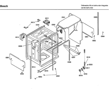 Frame Diagram and Parts List for SHX46L15UC 36 Bosch Dishwasher