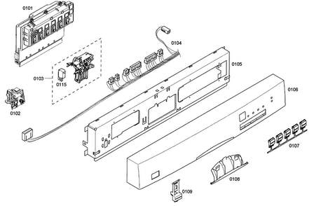 Control Panel Diagram and Parts List for SHE43M02UC 46 Bosch Dishwasher