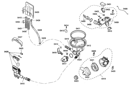 Pump Diagram and Parts List for SHE43C02UC 22 Bosch Dishwasher