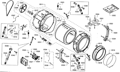 Drum Diagram and Parts List for WFVC844PUC 26 Bosch Washer
