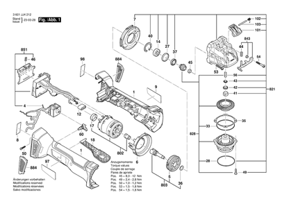 Part Location Diagram of 1619P17544 Bosch Tool HEX NUT