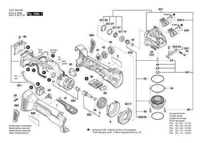 Diagram 1 Diagram and Parts List for GWX18V-10PSC 3 601 GB0 800 Bosch Angle Grinder