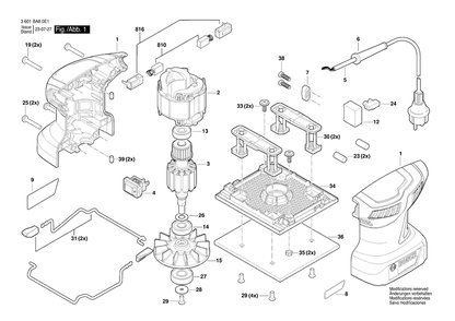 Diagram Diagram and Parts List for GSS140 3 601 BA8 0E1 Bosch Orbital or Palm Sander