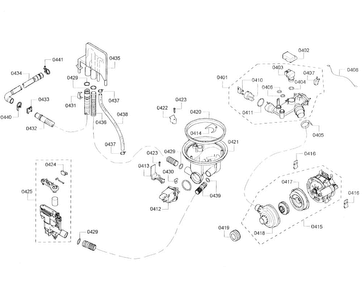 Pump Assy Diagram and Parts List for SHX43R55UC 64 Bosch Dishwasher