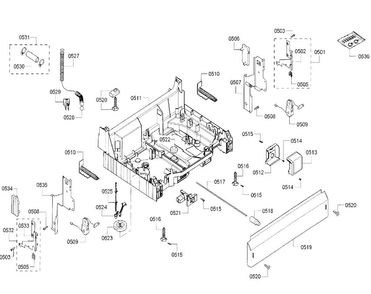 Base Diagram and Parts List for SHU43C02UC 47 Bosch Dishwasher