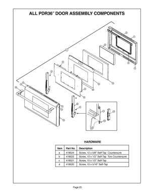 11 - DOOR ASSEMBLY Diagram and Parts List for PDR366ZS  Bosch Range