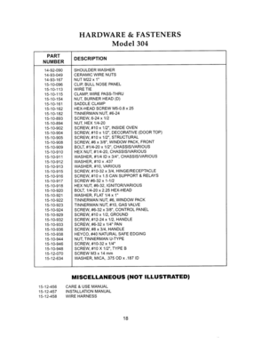 18 - HARDWARE & FASTENERS Diagram and Parts List for PRG304US  Bosch Range