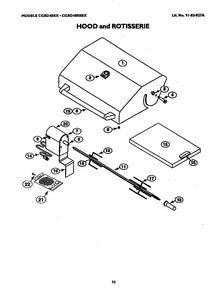Hood And Rotisserie Diagram and Parts List for CGBD48RSBX  Thermador Grill