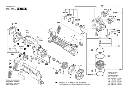 Diagram 1 Diagram and Parts List for GWX18V-10 3 601 GB0 100 Bosch Angle Grinder