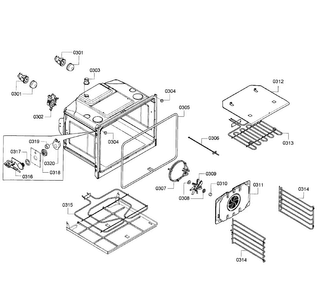 Oven Assy Diagram and Parts List for HBN5450UC 04 Bosch Wall Oven
