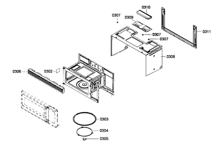 Cabinet Assy Diagram and Parts List for HMV3051U 01 Bosch Microwave