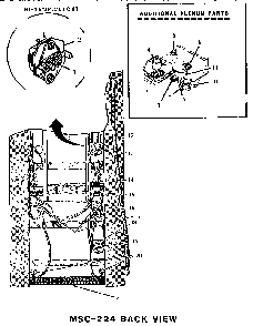 Back View Diagram and Parts List for MSC224WC  Thermador Range