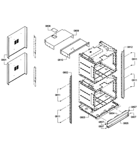 Cabinet Diagram and Parts List for HBN3550UC 11 Bosch Wall Oven