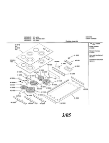 Electric Cooktop Diagram and Parts List for NES932UC 01 Bosch Cooktop