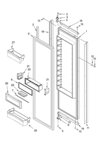 Refrigerator Door Parts Diagram and Parts List for KBUDT4270A 02 Thermador Refrigerator