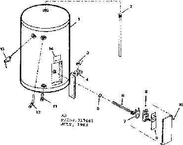 Replacement Parts Diagram and Parts List for 153317561  Kenmore Water Heater