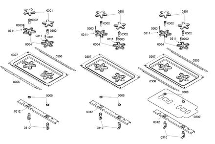 Burners Assy Diagram and Parts List for PRD366EHC 05 Thermador Range