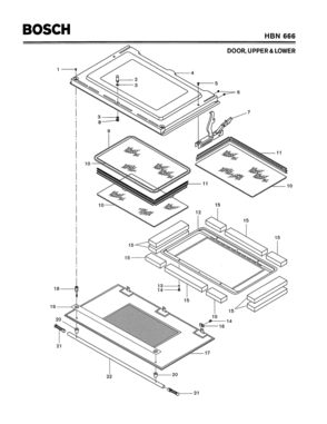 06 - DOOR, UPPER & LOWER Diagram and Parts List for HBN666  Bosch Range