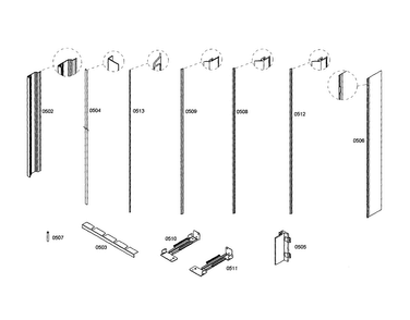 Profile Stripe Diagram and Parts List for T18IF70CSS-01  Thermador Freezer