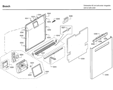 Door Diagram and Parts List for SHPM65W55N 01 Bosch Dishwasher