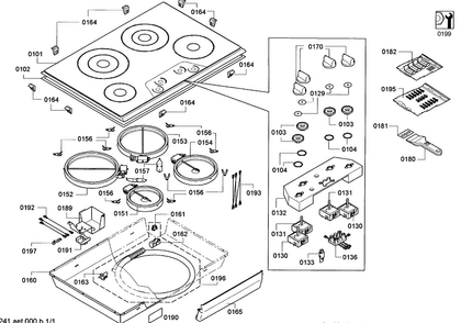 Cabinet Parts Diagram and Parts List for CEM304FS 01 Thermador Cooktop