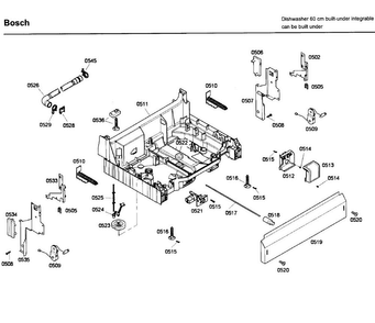 Base Diagram and Parts List for SHX43C02UC 53 Bosch Dishwasher
