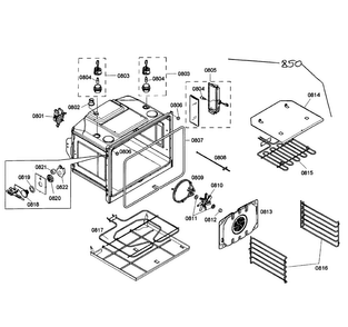 Oven Assy Diagram and Parts List for HBL8750UC 03 Bosch Microwave Oven Combo