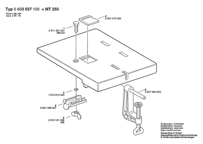 Section 1 Diagram and Parts List for GSTMT250 0603037100 Bosch Table Saw