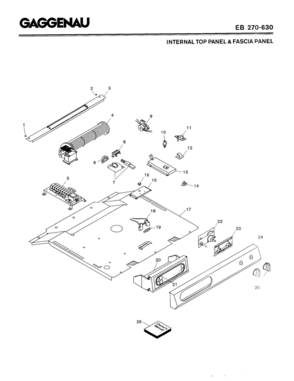 01 - INTERNAL TOP PANEL & FASCIA PANEL Diagram and Parts List for EB270-630  Bosch Range