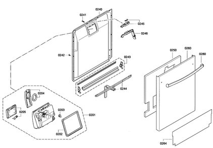 Door Assy Diagram and Parts List for SHX68E15UC 01 Bosch Dishwasher
